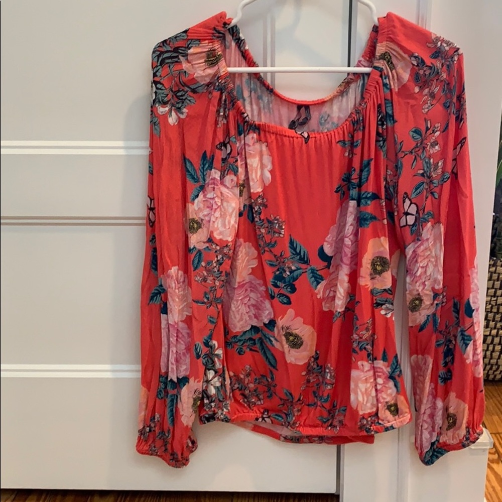 Anthropologie Off the Shoulder Floral Print Top